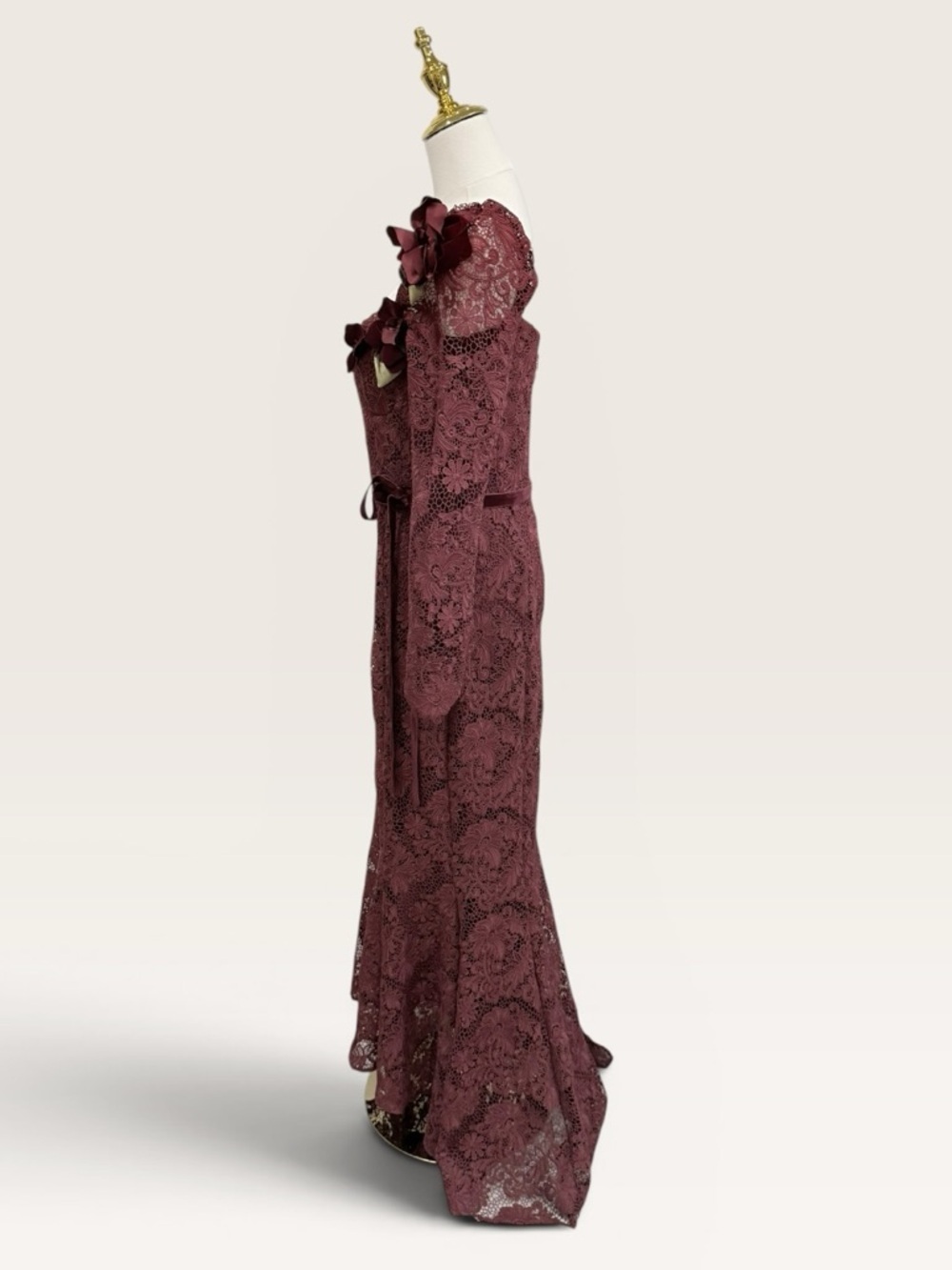 Muse by Marchesa Cypress Corded Lace Floral Applique Sweetheart Dress NWT Garnet - Picture 7 of 15
